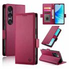 For Sony Xperia 1 VII Side Buckle Magnetic Frosted Leather Phone Case(Wine Red) - 1