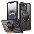 For iPhone 16e Skin Sense Rotation Stand Semi-transparent Magsafe Phone Case(Orange) - 1