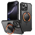 For iPhone 16 Pro Max Skin Sense Rotation Stand Semi-transparent Magsafe Phone Case(Orange) - 1