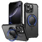 For iPhone 16 Pro Skin Sense Rotation Stand Semi-transparent Magsafe Phone Case(Royal Blue) - 1