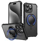 For iPhone 15 Pro Skin Sense Rotation Stand Semi-transparent Magsafe Phone Case(Royal Blue) - 1