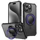 For iPhone 15 Pro Skin Sense Rotation Stand Semi-transparent Magsafe Phone Case(Deep Purple) - 1