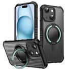 For iPhone 15 Plus Skin Sense Rotation Stand Semi-transparent Magsafe Phone Case(Sky Cyan) - 1