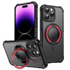 For iPhone 14 Pro Max Skin Sense Rotation Stand Semi-transparent Magsafe Phone Case(Red) - 1
