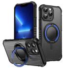 For iPhone 13 Pro Max Skin Sense Rotation Stand Semi-transparent Magsafe Phone Case(Royal Blue) - 1