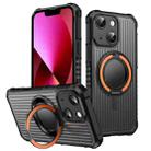 For iPhone 13 Skin Sense Rotation Stand Semi-transparent Magsafe Phone Case(Orange) - 1