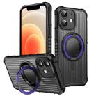 For iPhone 12 Skin Sense Rotation Stand Semi-transparent Magsafe Phone Case(Deep Purple) - 1