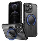 For iPhone 12 Pro Max Skin Sense Rotation Stand Semi-transparent Magsafe Phone Case(Royal Blue) - 1