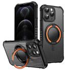 For iPhone 12 Pro Max Skin Sense Rotation Stand Semi-transparent Magsafe Phone Case(Orange) - 1