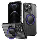 For iPhone 12 Pro Max Skin Sense Rotation Stand Semi-transparent Magsafe Phone Case(Deep Purple) - 1