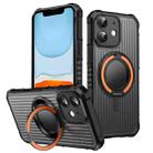 For iPhone 11 Skin Sense Rotation Stand Semi-transparent Magsafe Phone Case(Orange) - 1