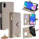 For Samsung Galaxy F06 5G Crossbody Chain Fishtail Litchi Leather Phone Case(Grey) - 1