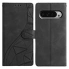 For Honor 400 Lite Global Triangles Embossed Leather Phone Case(Black) - 1