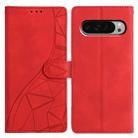 For Honor 400 Lite Global Triangles Embossed Leather Phone Case(Red) - 1