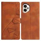 For Honor 400 Global 156.5mm Triangles Embossed Leather Phone Case(Brown) - 1