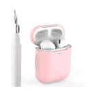 For AirPods 1 / 2 Silicone Buckleless Earphone Protective Case with Cleaning Pen(Pink) - 1