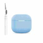 For AirPods 4 Silicone Buckleless Earphone Protective Case with Cleaning Pen(Sky Blue) - 1