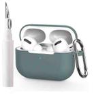 For AirPods Pro Silicone Earphone Protective Cover with Cleaning Pen + Hanging Buckle(Dark Night Green) - 1