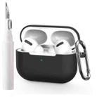 For AirPods Pro Silicone Earphone Protective Cover with Cleaning Pen + Hanging Buckle(Black) - 1