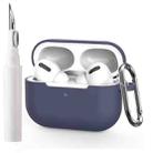 For AirPods Pro Silicone Earphone Protective Cover with Cleaning Pen + Hanging Buckle(Midnight Blue) - 1
