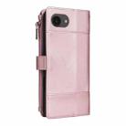 For iPhone 16e Crossbody Strap RFID Blocking Zipper Wallet Leather Phone Case(Rose Gold) - 3