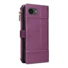 For iPhone 16e Crossbody Strap RFID Blocking Zipper Wallet Leather Phone Case(Purple) - 3