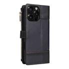 For iPhone 16 Pro Crossbody Strap RFID Blocking Zipper Wallet Leather Phone Case(Black) - 3