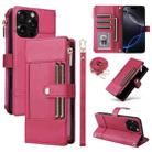 For iPhone 16 Pro Crossbody Strap RFID Blocking Zipper Wallet Leather Phone Case(Red) - 1