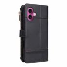 For iPhone 16 Plus Crossbody Strap RFID Blocking Zipper Wallet Leather Phone Case(Black) - 3