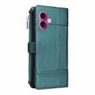 For iPhone 16 Plus Crossbody Strap RFID Blocking Zipper Wallet Leather Phone Case(Green) - 3