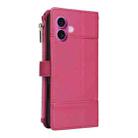 For iPhone 16 Plus Crossbody Strap RFID Blocking Zipper Wallet Leather Phone Case(Red) - 3