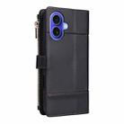 For iPhone 16 Crossbody Strap RFID Blocking Zipper Wallet Leather Phone Case(Black) - 3