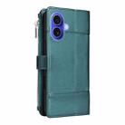 For iPhone 16 Crossbody Strap RFID Blocking Zipper Wallet Leather Phone Case(Green) - 3