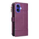For iPhone 16 Crossbody Strap RFID Blocking Zipper Wallet Leather Phone Case(Purple) - 3