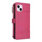 For iPhone 15 Plus Crossbody Strap RFID Blocking Zipper Wallet Leather Phone Case(Red) - 3