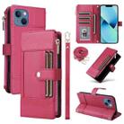 For iPhone 15 Crossbody Strap RFID Blocking Zipper Wallet Leather Phone Case(Red) - 1
