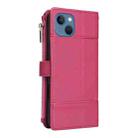 For iPhone 15 Crossbody Strap RFID Blocking Zipper Wallet Leather Phone Case(Red) - 3