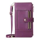 For iPhone 14 / 13 Crossbody Strap RFID Blocking Zipper Wallet Leather Phone Case(Purple) - 2