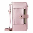For iPhone 13 Pro Crossbody Strap RFID Blocking Zipper Wallet Leather Phone Case(Rose Gold) - 2