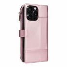 For iPhone 13 Pro Crossbody Strap RFID Blocking Zipper Wallet Leather Phone Case(Rose Gold) - 3