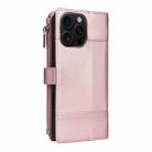 For iPhone 12 Pro Max Crossbody Strap RFID Blocking Zipper Wallet Leather Phone Case(Rose Gold) - 3
