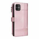 For iPhone 11 Crossbody Strap RFID Blocking Zipper Wallet Leather Phone Case(Rose Gold) - 3