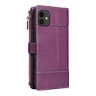 For iPhone 11 Crossbody Strap RFID Blocking Zipper Wallet Leather Phone Case(Purple) - 3