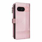 For Google Pixel 9 / 9 Pro Crossbody Strap RFID Blocking Zipper Wallet Leather Phone Case(Rose Gold) - 3