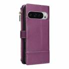 For Google Pixel 9 Pro XL Crossbody Strap RFID Blocking Zipper Wallet Leather Phone Case(Purple) - 3