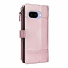 For Google Pixel 9a Crossbody Strap RFID Blocking Zipper Wallet Leather Phone Case(Rose Gold) - 3