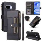 For Google Pixel 9a Crossbody Strap RFID Blocking Zipper Wallet Leather Phone Case(Black) - 1