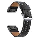 For Garmin Fenix 7 / 7X / 6X 22mm xDfind Silver Buckle Leather Quick Release Watch Band(Black) - 1