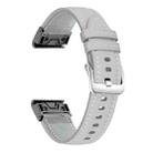 For Garmin Fenix 7 / 7X / 6X 26mm xDfind Silver Buckle Leather Quick Release Watch Band(Elephant Gray) - 1