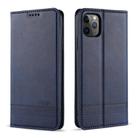 For iPhone 12 / 12 Pro AZNS Magnetic Calf Texture Horizontal Flip Leather Case with Card Slots & Holder & Wallet(Dark Blue) - 1